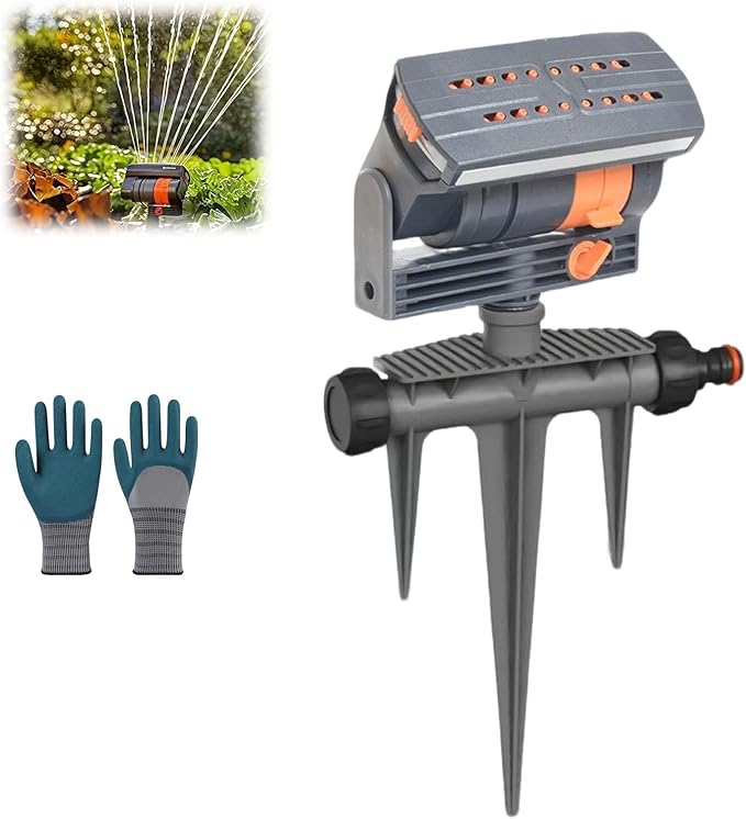 2026 Upgraded 16-Nozzle Oscillating Sprinkler with Dual-Zone Sprinkler Water Timer, 360° 16-Hole Automatic Rocking Sprinkler, Turbo Orbit Mist Sprinklers System for Garden (B No Timer)