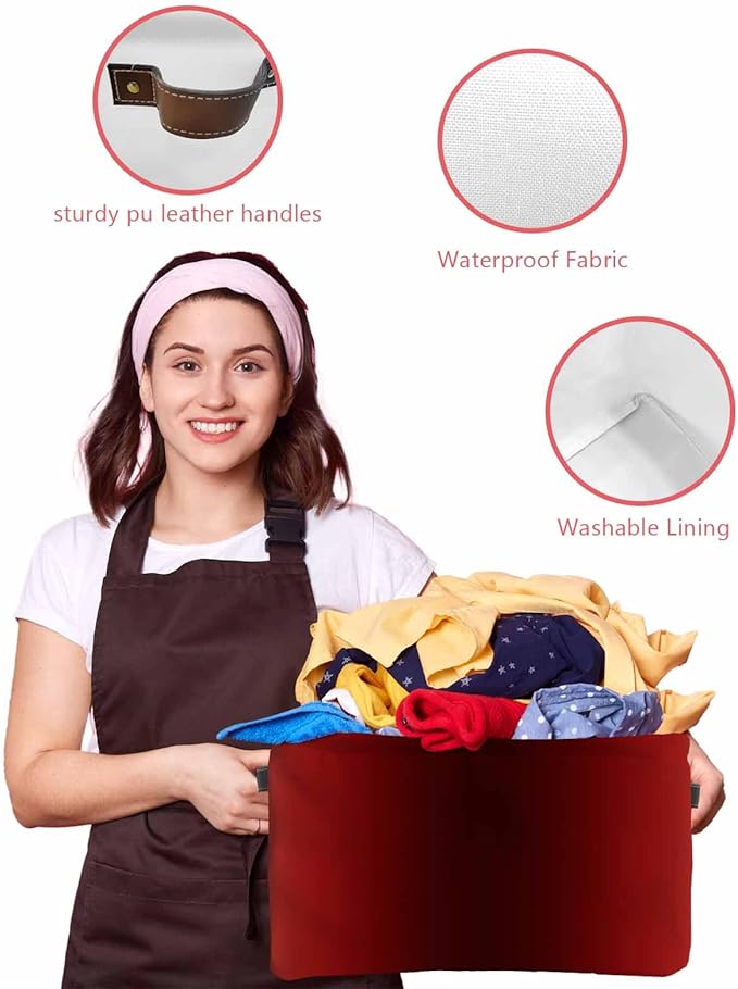 Dark Red Yellow Ombre Storage Bins Cubes Waterproof Cloth Storage Basket, Farmhouse Modern Gradient Art Foldable Storage Bags for Shelf Clothes Storages Organizers with Handles 15x11x9.5 in 2PCS