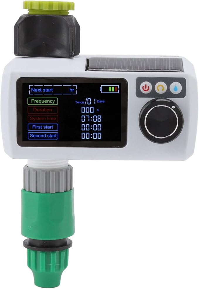 JTLB Solar Smart Water Timer, IP68 Real Time Self Inspection Solar Powered Hose Timer Automatic Drip Irrigation Kit for Outdoor Garden Lawn Irrigation System