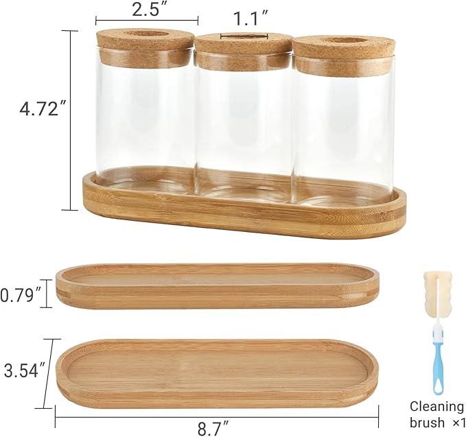 Dahey Plant Propagation Terrarium Desktop Glass Planter Station Water Planting Glass Vase with Lid and Wooden Stand for Propagating Hydroponic Plants Centerpiece Office Home Garden Decor, 3 Pcs