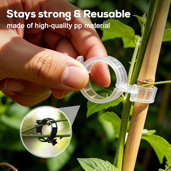 Plant Support Clips, 2026 Upgraded Tomato Plant Clips for Climbing Plants, Reusable Plastic Garden Clip for Grape Cucumber Stems Outdoor Vine Fixing Clip Gardening Supplies (200, Green)