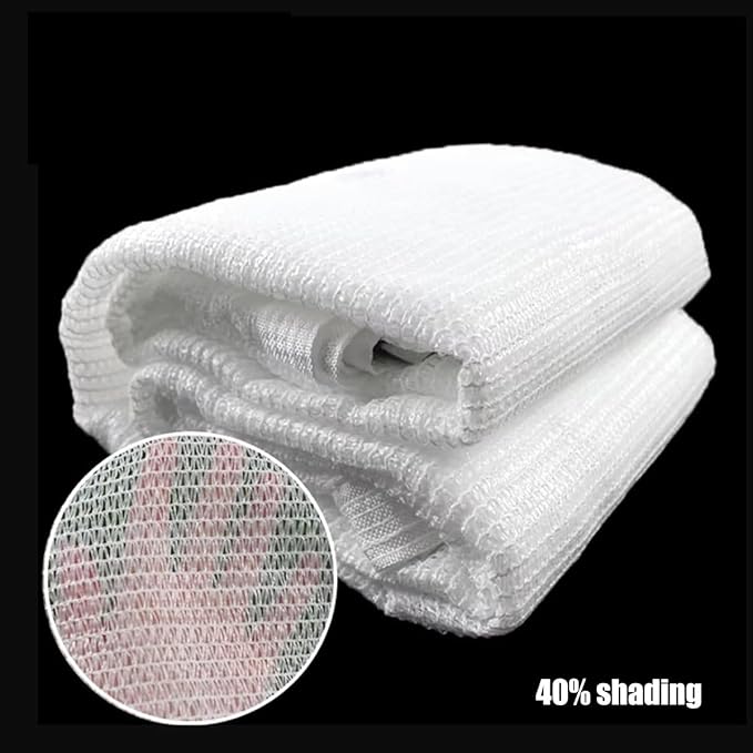 White Shade Cloth Greenhouse Shading Net, 50% Sun Shade Mesh, 5ft 10ft 20ft 30ft 40ft 50ft Mesh Tarp Sun Screens for Plant, Greenhouse, Lawn, Kennel, Chicken Coop(5x45ft)