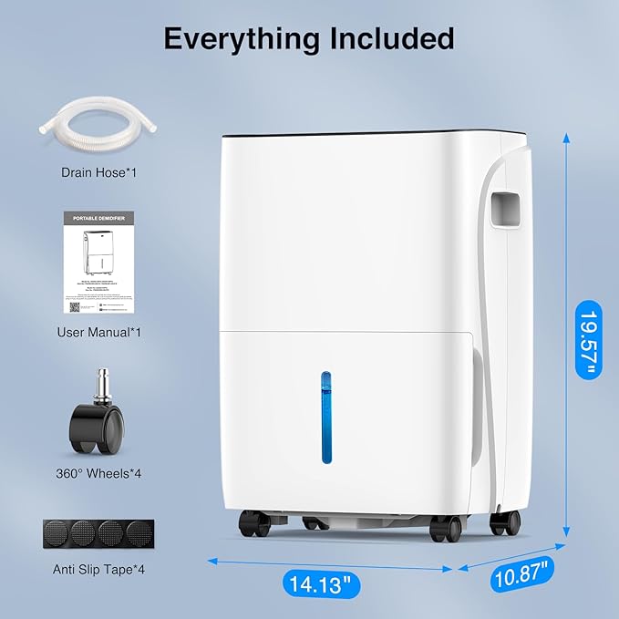 ZAFRO 5000 Sq.Ft Dehumidifiers for Home and Basement with Drain Hose, Energy Saving Max 80 Pints Dehumidifier with Auto or Manual Drainage, Auto Defrost, Three Modes, 24Hrs Timer