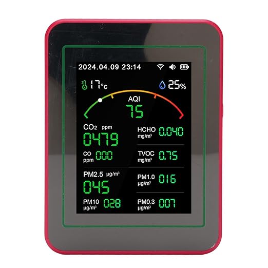 Air Quality Tester 15 in 1 Design 2.8 Inch HD Display CO2 TVOC HCHO PM2.5 Temperature Humidity Timer WiFi Air Quality Detector (Type 2)
