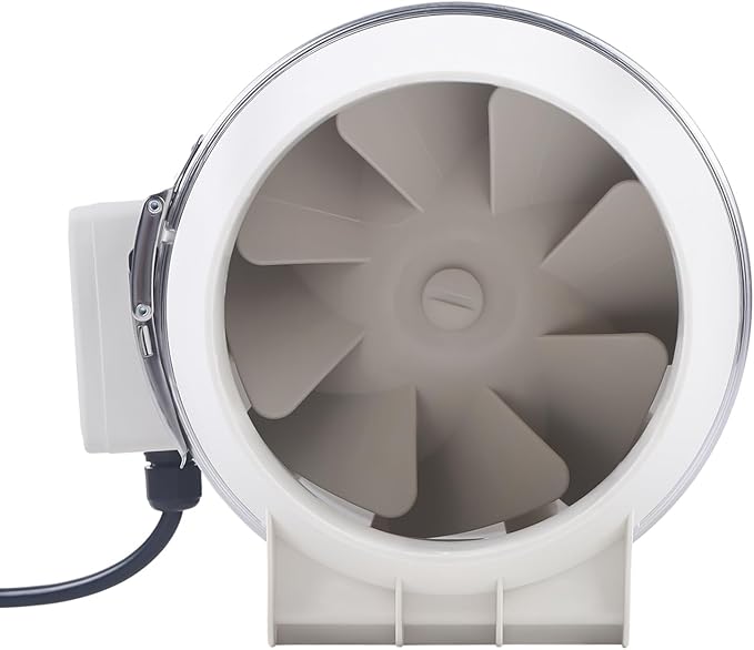 317CFM 6 Inch Inline Duct Fan Tube Ventilation Fan White Silent Waterproof Vent Exhaust Blower Air Circulation Duct Fan for Kitchen Bathroom Toilet Grow Tent Greenhouses (6inch/White)