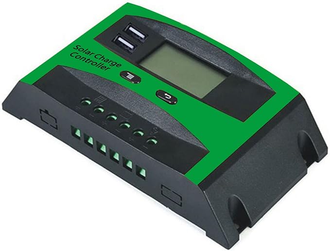 Solar Charge Controller 12V/24V PWM Solar Panel Charge Controller with LCD Display - Auto Regulator, USB Port for Solar Panel Systems（10A）