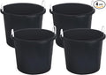 HOMZ 4-Pack Utility Tub, Large Plastic Storage Bucket with Rope Handles, 17 Gallon, Black - Portable Indoor and Outdoor Buckets for Kitchen, Laundry, Garden, Bathroom, and Garage Organization