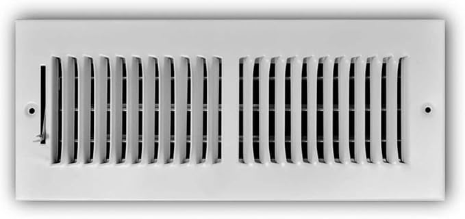 Hartford Ventilation White Two Way Wall Vent Cover for 12 x 4 Inch Duct Opening (Actual Dimensions 5 3/4" x 13 3/4") - Adjustable - Direction Control for Wall or Ceiling - Efficient - Screws Included