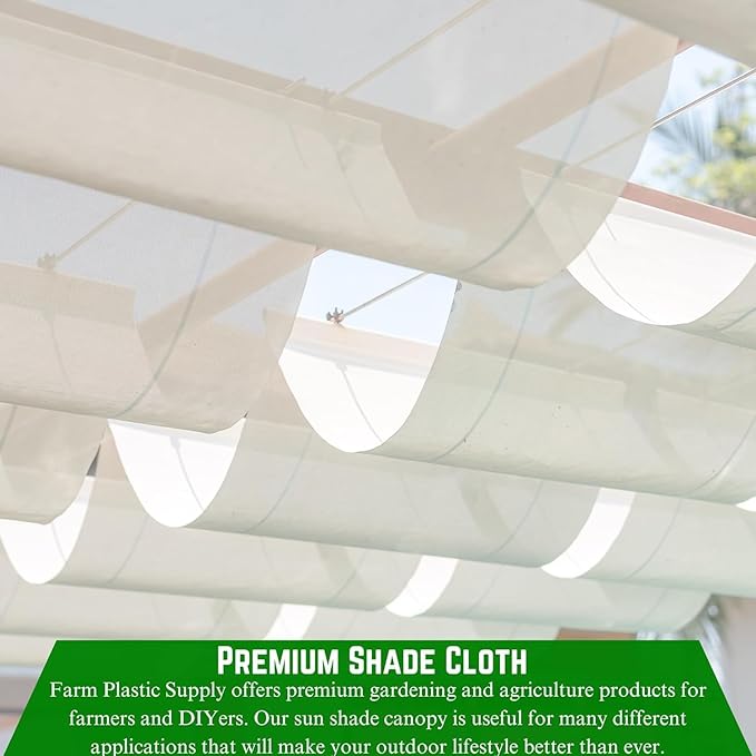 Farm Plastic Supply - White Shade Cloth - 50% - Mesh Fabric for Fence Privacy Screen, Garden Shade, Mesh Fence Screening, Shade Cloth Rolls, Wind Screen (20' x 175')