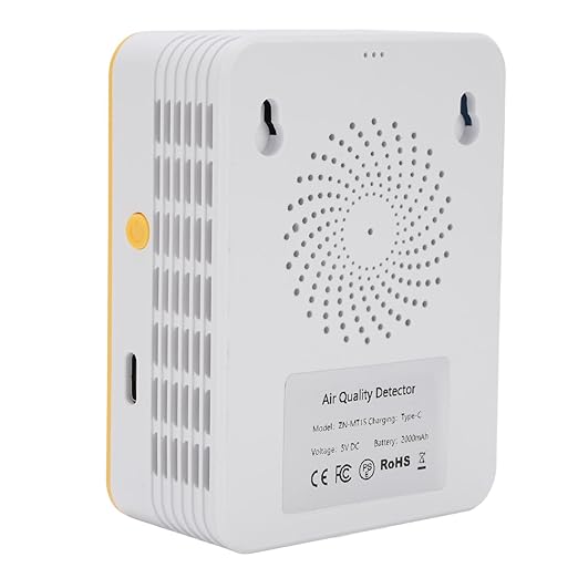 Air Quality Detector, 15 in 1 WiFi APP Control CO2 HCHO TVOC PM2.5 PM10 Monitor, Humidity Temperature Detector with Smart Timer & Curve Recording, Ideal for Indoor Air Quality (White Yellow)