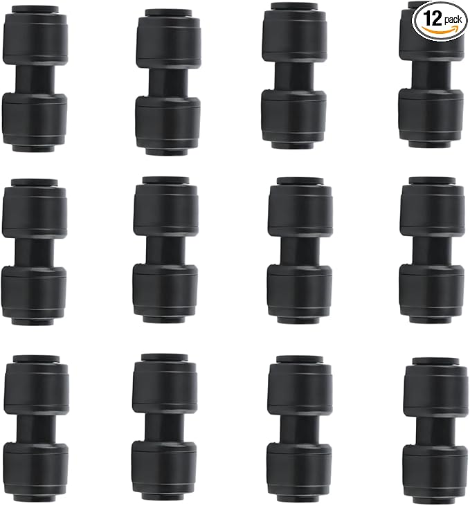 12 Pack 1/4 Inch Straight Union Quick Connect Coupling, Leak-Proof Irrigation Fitting for 1/4" Tubing, Easy Install for Garden, Farm, Sprinkler Systems
