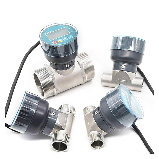 High Sensitivity Digital Display Flow Meter Electronic Flowmeter Stainless Steel Male/Female Thread Smart LCD Electronic Flow Meter Water Flow Sensor for Copper/PVC Pipe(DN50,Male Thread)