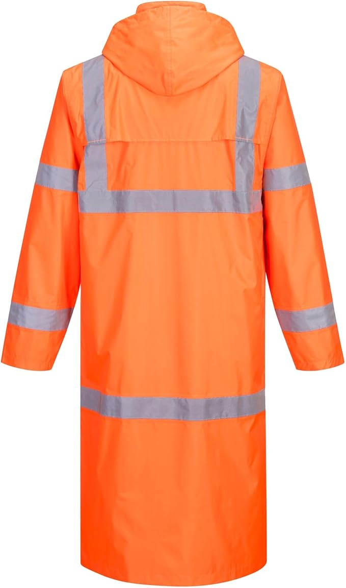 Portwest UH445 Men's Classic Raincoat Waterproof Hi Vis Reflective Long Rain Jacket ANSI Class 3 Yellow