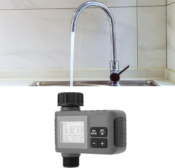 Outlet Sprinkler Timer, Digital Water Timer for Garden Hose with Rain Delay, Automatic & Manual Watering System for Yard Lawn Irrigation