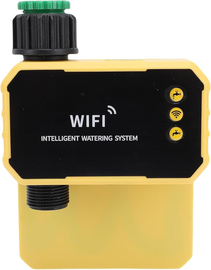WALFRONT Smart WiFi Water Timer Adjustable 90° Solar Panel Sprinkler Timer for Garden Hose Rain Sensing Feature Automatic Irrigation Controller System