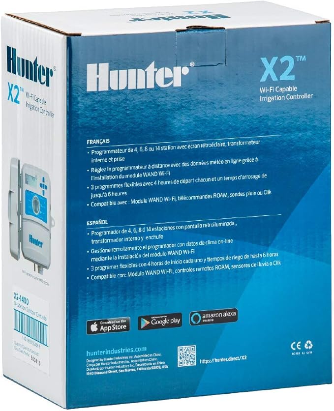 Hunter Hydrawise X2 8 Zone Sprinkler Controller, Outdoor Irrigation Timer for Lawn and Garden, Weather Based Scheduling, Cycle and Soak, Smart Controller Ready with Optional WiFi Module
