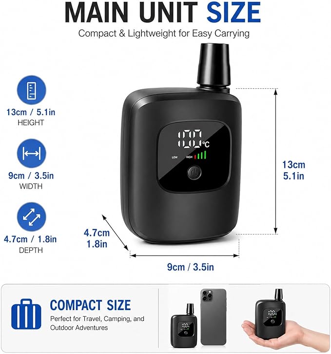 2026 Upgraded Smart Portable Shower Pump,Rechargeable Camping Shower with LED Display,3 Spray Modes High Pressure Portable Shower Head for Camping,Travel,Hiking,Pet Bath
