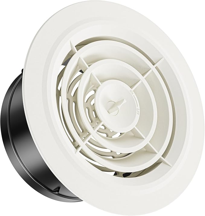 HG POWER 5 Inch Soffit Vent，Round Air Vent Cover with Louver, ABS Adjustable Ceiling Vent Covers for Living Room, Bathroom, Kitchen, Greenhouse, Ventilation System, White - Opening Size 4.57"