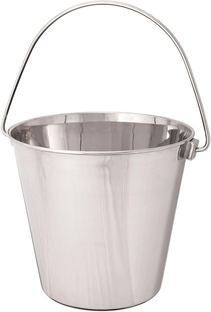 ProSelect Heavy Duty Stainless Steel Pails — Durable Pails for Kennels and Farms - 8¾", 6-Quart
