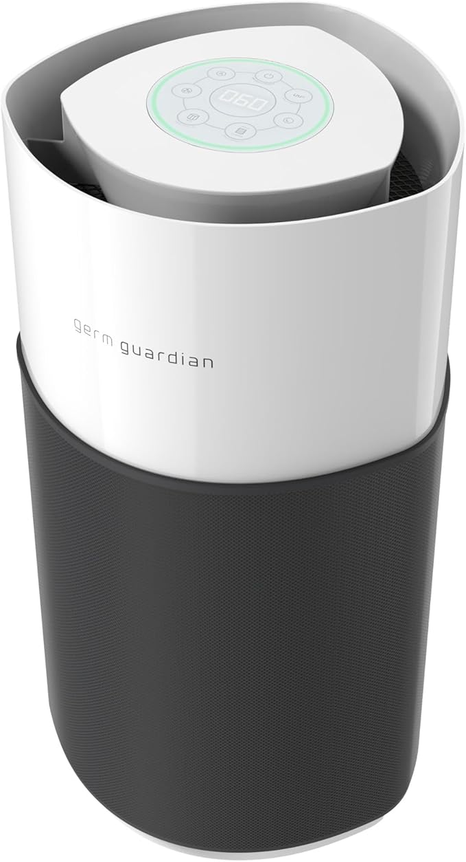 GermGuardian AirSafe+ XL Smart Air Purifier for Home 360° True HEPA Filter, UV-C, WiFi/App Enabled, Air Quality Monitor, Large Rooms Up to 1680 Sq Ft, For Smoke, Dust, Pet Dander, Black/White, AC3250