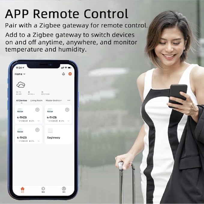 Easy Operation,Zigbee WiFi Temperature Switch ,with Waterproof Temperature Sensor Probe ,Remote Monitoring,Tuya App Remote 4 Channel 10A Clean Contact Relay Switch(tuya zigbee hub Needed)