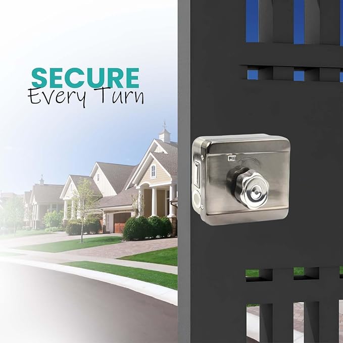Smart Fingerprint Gate Door Lock – Waterproof Keyless Rim Latch with Tuya App, Passcode Keypad, IC Card & Mechanical Key, Built-in Doorbell, Smart Lock for Outdoor Fence, Yard & Home Security