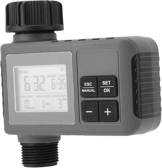 Outlet Sprinkler Timer, Digital Water Timer for Garden Hose with Rain Delay, Automatic & Manual Watering System for Yard Lawn Irrigation