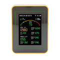 Eujgoov Air Quality Detector, 15 in 1 WiFi APP Control CO2 HCHO TVOC PM2.5 PM10 Temperature Humidity Monitor with Smart Timer and Real Time Data, for Indoor Air Quality Testing (White Yellow)
