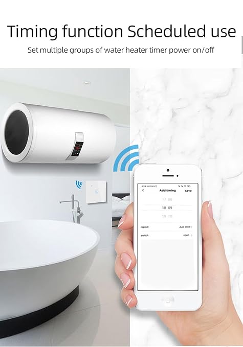 Smart WiFi Water Heater Switch, 40A, Voice Control with Alexa & Google Home, Timer Function, Tuya App Compatible