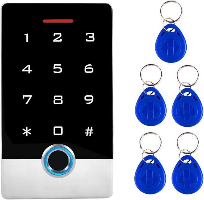 Wireless WiFi TUYA Access Control System, Fingerprint Password Stand-Alone Door Access Control Keypad with ID Keyfob, WG26/34 EM Card Reader Access Controller, Full Metal Weatherproof, Backlight