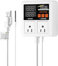 iPower Professional Digital Heating and Cooling Thermostat Controller for Seed Germination, Reptiles and Brewing Breeding Fermenter Greenhouse, Grow Tent, 1200W-White