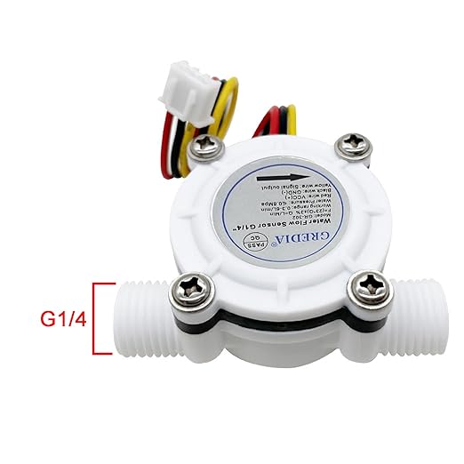 1/4" Water Flow Sensor Food-Grade Switch Hall Effect Flowmeter Fluid Meter Counter 0.3-6L/min (Pack of 2）
