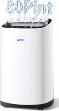 80 Pints Dehumidifier for Basement up to 5,000 Sq. Ft, Smart App Control & Intelligent Humidistat, 50 Pint (2023 DOE Standard) with Drain Hose, Ultra Quiet & Energy Efficient for Home, Garage