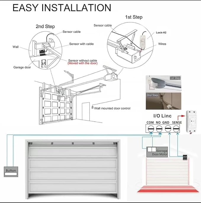 Easy Installation,Huacaoe Tuya Smart WiFi 5V Garage Door Opener Controller Garage Open Close Monitor,Wireless APP Remote Control Magnetic Door Sensor, Compatible with Alexa Echo Google Home