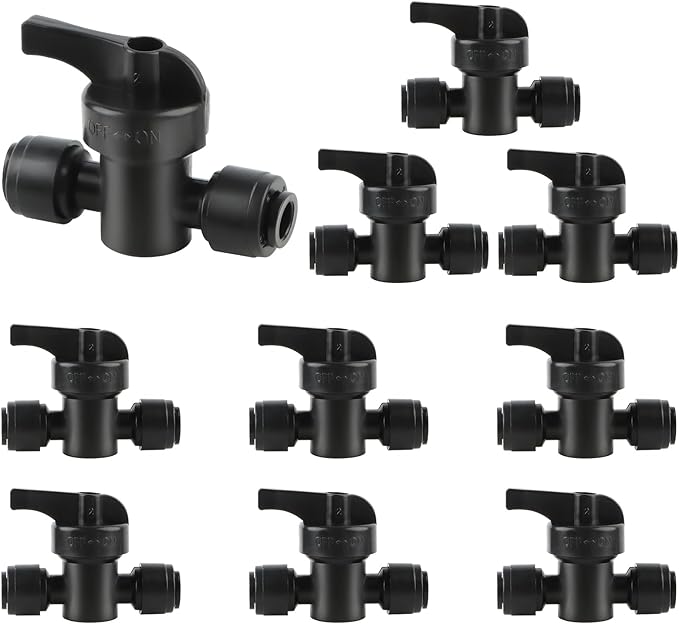Kalolary 10 Pcs Quick Connect 1/4" Drip Irrigation Valves, Drip Irrigation Shut Off Valve Barbed Switch Valves Drip Line Parts for 1/4 Inch Drip Irrigation Tubing Garden Irrigation Watering System