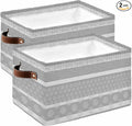 Farm Fruits Storage Bins Cubes Waterproof Cloth Storage Basket,Watermelon Lemons Peach Strawberry Grey Striped Foldable Storage Bags for Shelf Storages Organizers with Handles 15x11x9.5 in 2PCS
