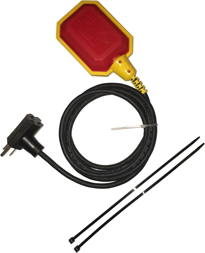 WaterBoss Sump Pump Float Switch - Universal Water Level Sensor with 10-Ft Tether and Piggyback Plug for Grinder, Septic Pump and Sewage. Rated for 1M Cycles, 2 Pack