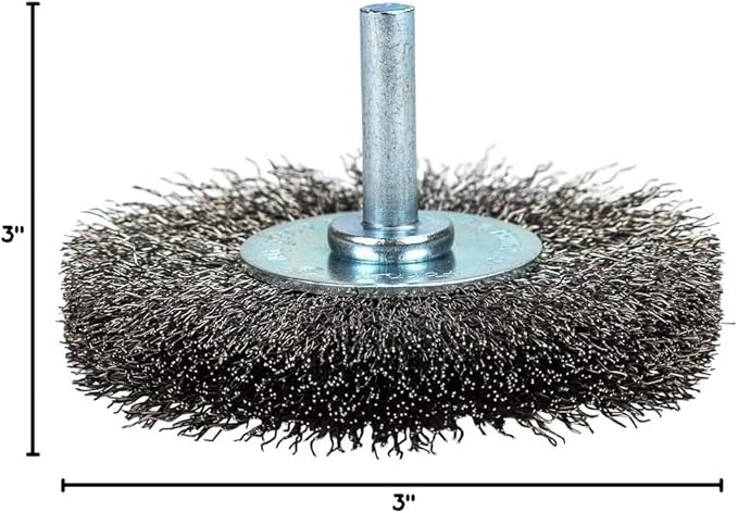 Forney 60017 Wheel Brush, Fine Crimped Wire with 1/4-Inch Shank, 3-Inch