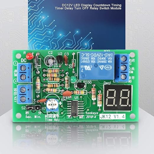 12V Timer Relay Module with LED Display, Adjustable Time Delay Switch 1s-99min Countdown for Delay Off, Smart Home Industrial Automation Equipment Control