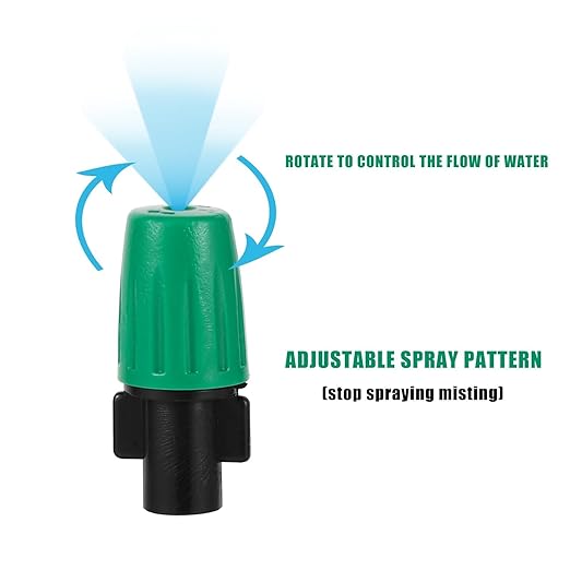 Drip Irrigation Misting Nozzle Kit, 45Pcs Drip Irrigation Parts with 20Pcs 4/7" to 1/4" Barbed Tee Connectors, 20Pcs 1/4" Green Atomizing Misting Nozzles, 5Pcs 4/7" End Caps for Garden Watering