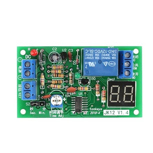 12V Timer Relay Module with LED Display, Adjustable Time Delay Switch 1s-99min Countdown for Delay Off, Smart Home Industrial Automation Equipment Control