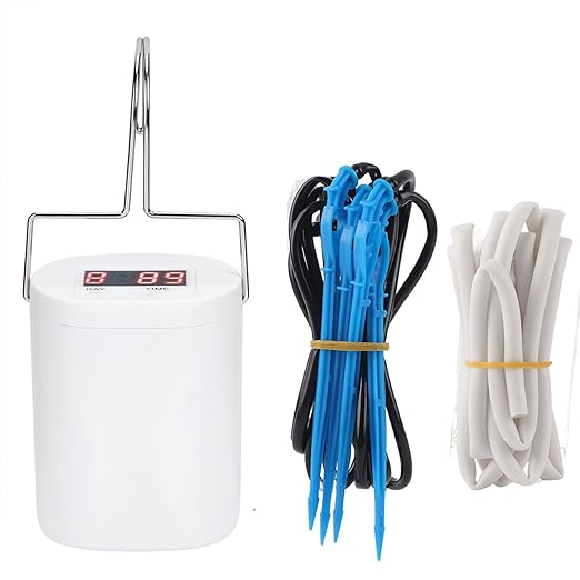 Intelligent Charging Potted Plant Timing Watering Kit, Automatic Drip Irrigation System, Smart Watering Controller with Adjustable Timer for Indoor Outdoor Plants, Includes Hose an