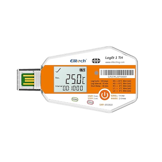 Elitech WHO PQS Certificated 5 Pack 120 Days Temperature Humidity Data Logger with Light Sensor Single-Use Cold Chain Monitor (CCM) Temperature Recorder with PDF Report 16000 Points LogEt1-TH