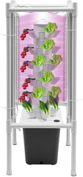 Hydroponic Growing Kit, 6 Layer 30 Planting Point Hydroponic Grow Tower with 4 LED Lamps, Vertical Tower Planter Germination Kit, Hydroponics Growing System for Garden, Office, Balcony (Gray)