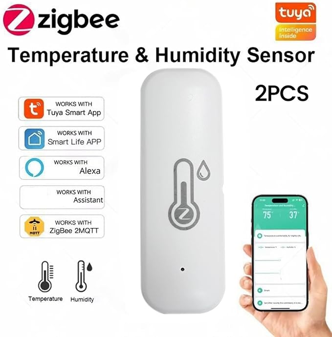 Tuya Zigbee Smart Temperature Humidity Sensor Outdoor IP65 Waterproof APP Controlled Remote Monitoring Alert System Smart Home Compatible