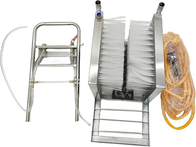 Heavy-Duty Farm Boot Scrubber & Cleaner with Stainless Steel Brush and Water Spray Gun - Essential Footwear Cleaner for Ranches, Construction Sites, and Outdoor Use