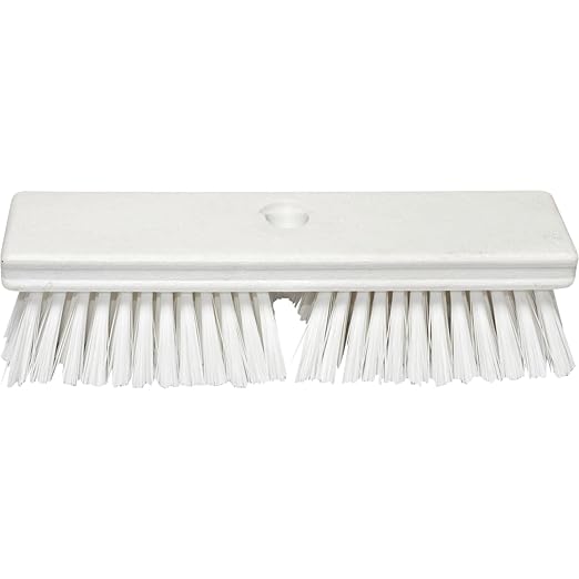 SPARTA Plastic Floor Scrub Brush, Brush Head Only, Deck Brush with ACME Standard Thread Fitting for Deck, Industrial Kitchens, and Hospitals, 10 Inches, White