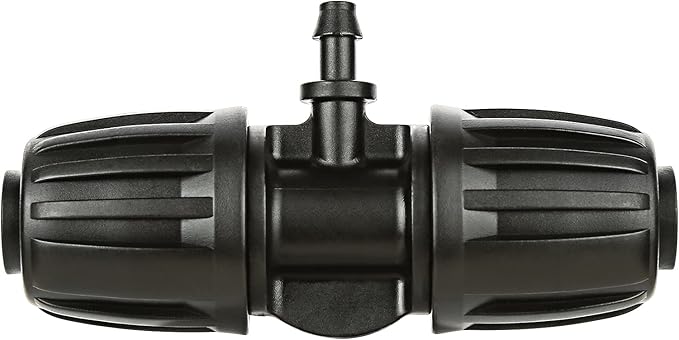 Irrigation Fittings for 1/2 inch Tubing (1/2" ID x 0.65" OD) to 1/4 inch Irrigation Tubing, Anti-Drop Locked Barbed Reducing Tee for Drip Hose - Pack of 10