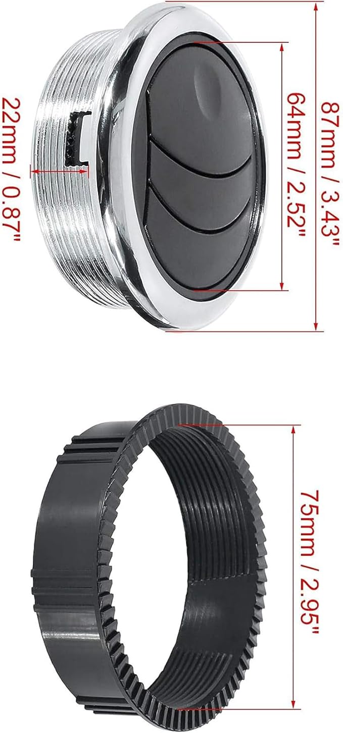 Air Conditioning Vent Deflector Outlet Louvered for RV Bus and Yacht Universal Knob Style Air Conditioning Deflector Outlet Vent Round Louvered Dash Vent Exhaust Grille 2pcs