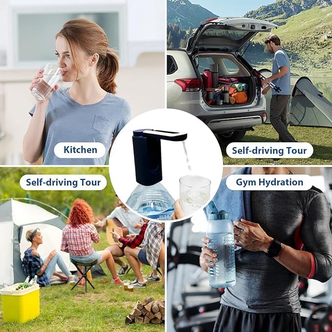 5 Gallon Water Bottle Pump Foldable Spout, Automatic Water Dispenser Type-C Charging Portable Electric Water Jug Dispenser (White)